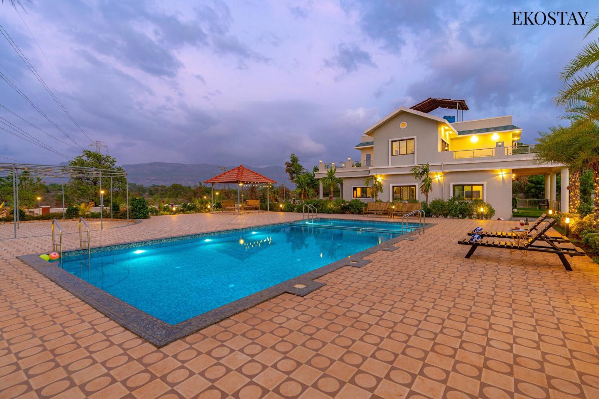 Ekostay Gold Palm Estate I Cricket Turf I Rain Dance I 2 Acre Property Karjat Exterior foto